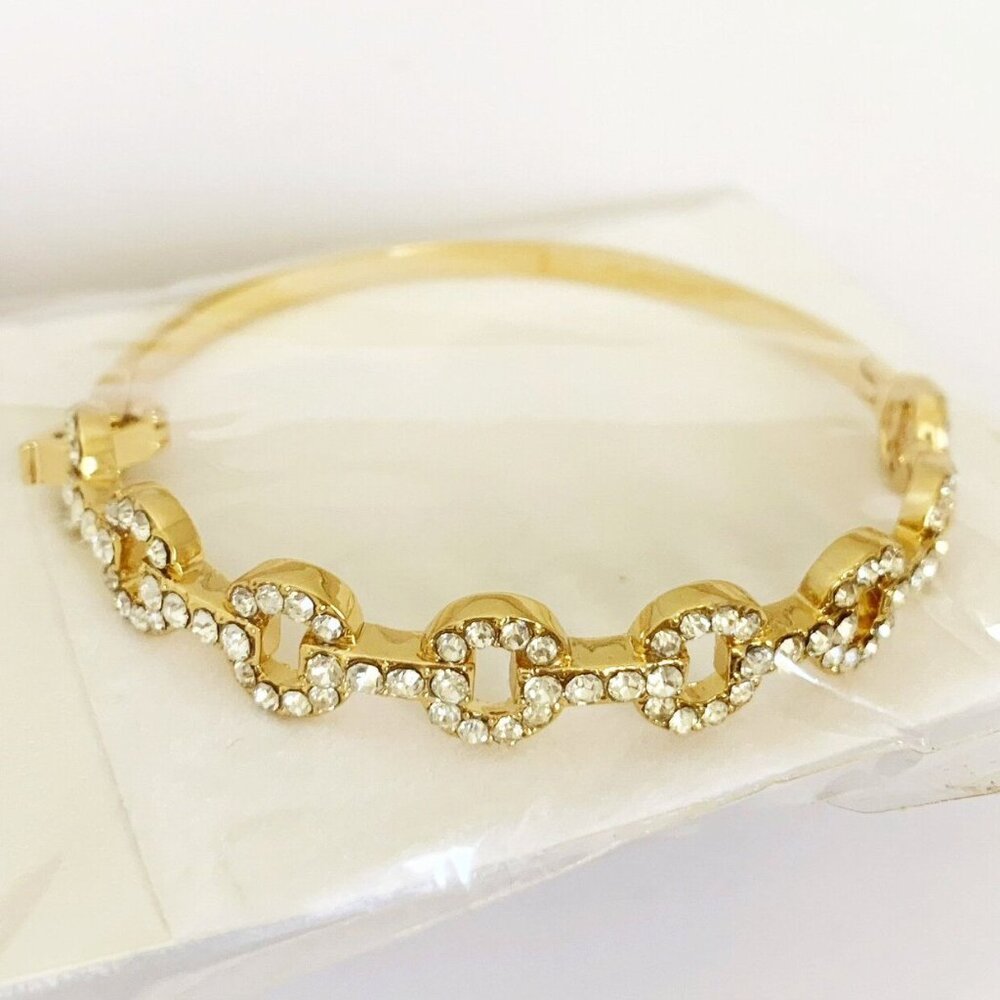 NWT Swarovski Crystal Gold Bangle Bracelet